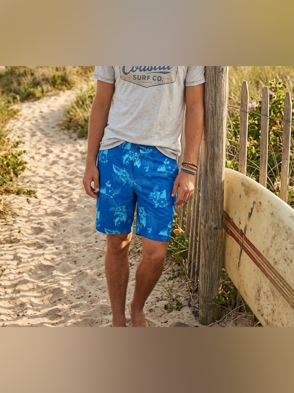 Tommy bahama Men's Blue tropical Floral Swim Shorts sz 32 coastal beach vacation